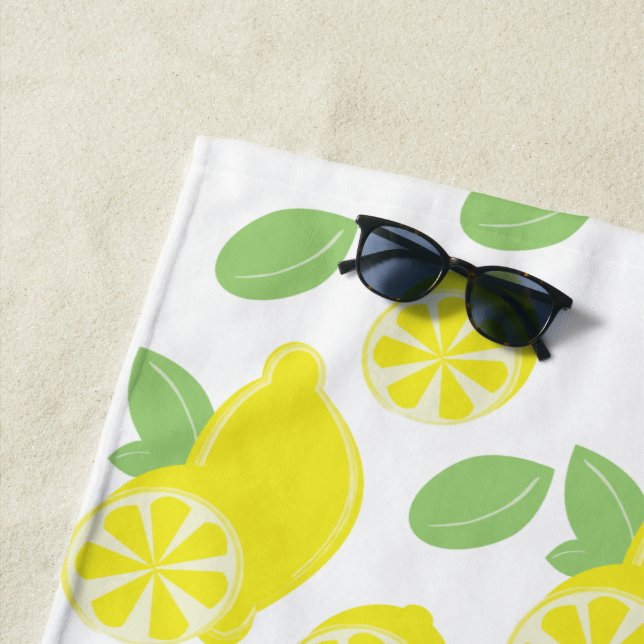 Serviette De Plage Tranches de citron vert été jaune moderne amusant (En situation)