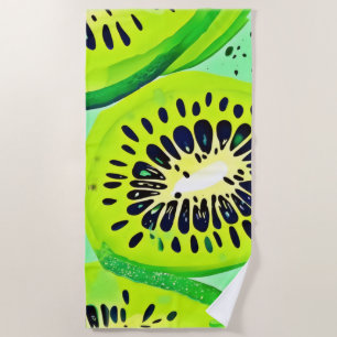 Serviette De Plage Tranches de kiwi : Vibrantes et fraîches