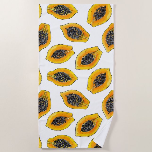 Serviette De Plage Tranches de Papaya (Devant)