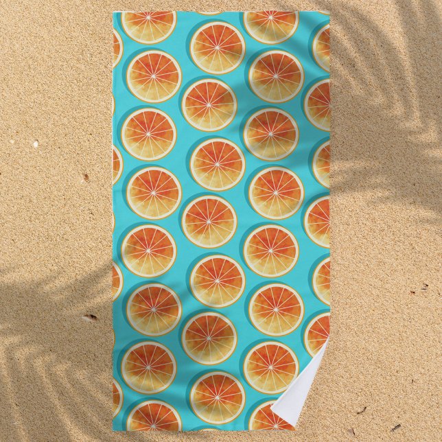 Serviette De Plage Tranches orange sur bleu (Créateur téléchargé)