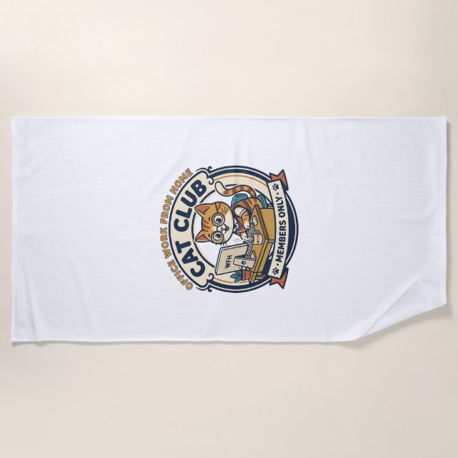 Serviette De Plage Travail à domicile de bureau Chat Cadeau pour amat (Devant)
