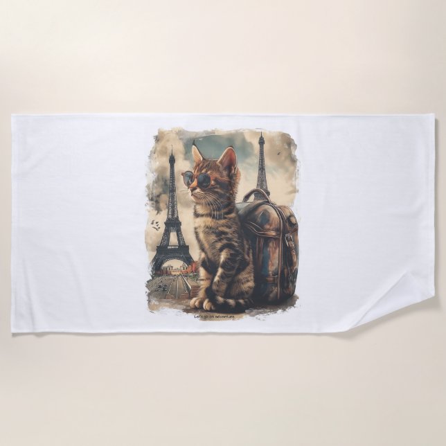 Serviette De Plage Travel Buddy Cat (Devant)
