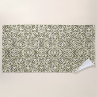 Serviette De Plage Treillis Floral Olive Géométrique
