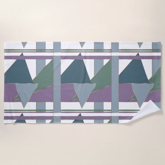 Serviette De Plage Triangle géométrique Motif bleu violet vert (Devant)