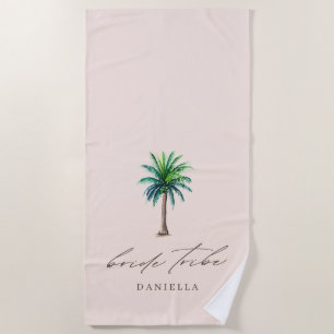 Serviette De Plage Tribu moderne Palm Tree Bride Bachelorette Beach à