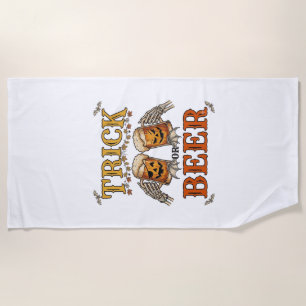 Serviette De Plage Trick Or Beer Halloween Mug Tasse Citrouille Squel