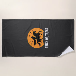 Serviette De Plage Trick or Treat Sorcière Licorne Halloween Design_1