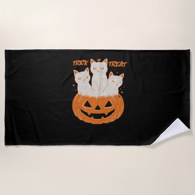Serviette De Plage Trick ou Treat cats Classic T-Shirt (Devant)