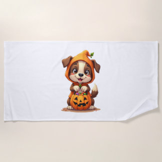 Serviette De Plage Trick ou Treat Dog - Jolie chemise de chiot Hallow