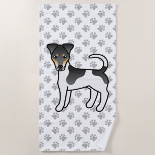Serviette De Plage Tricolor Smooth Fox Terrier Chien de Dessin Animé