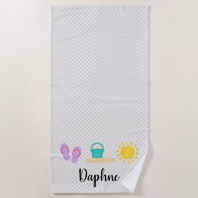 Serviette de plage Trio Filles Aquarelle Plage (Devant)