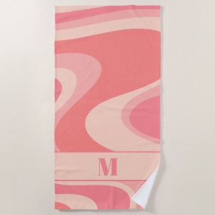 Serviette De Plage Trippy Dream Pastel Blush Pink Retro Abstrait