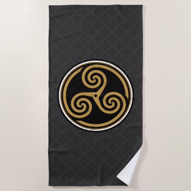 SERVIETTE DE PLAGE TRISKELION TRIPLE CELTIQUE SPIRAL (Devant)