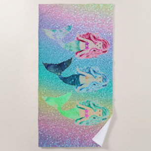 Serviette De Plage Trois Petites Mermaids Rainbow Beach