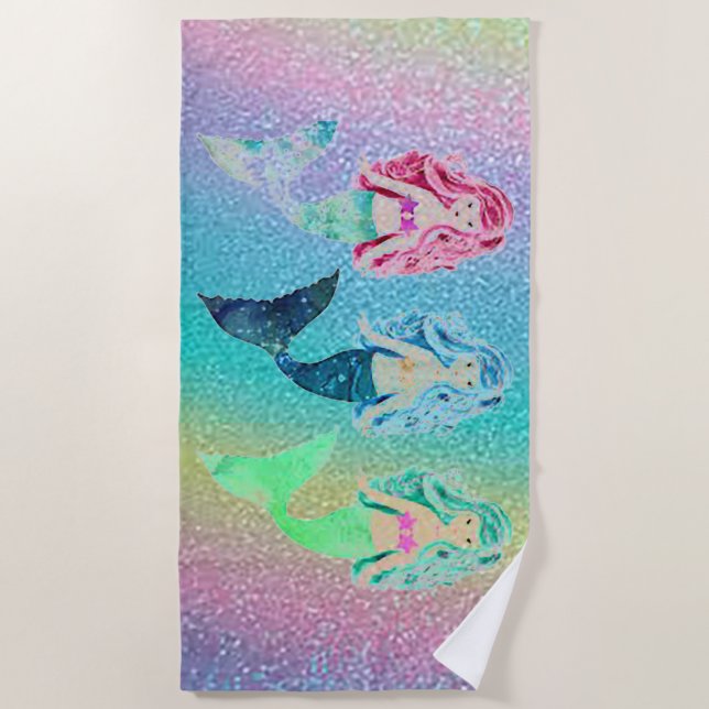 Serviette De Plage Trois Petites Mermaids Rainbow Beach (Devant)