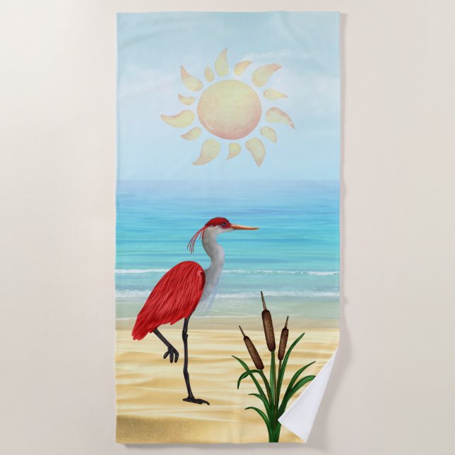 Serviette de plage Tropical Beach Heron (Devant)