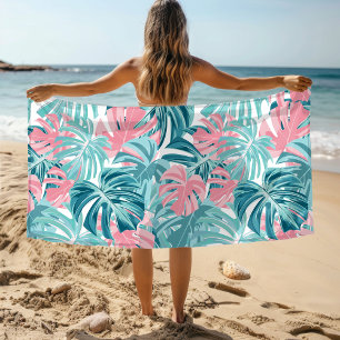 Serviette De Plage Tropical Chic Monstera Feuille motif floral