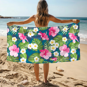 Serviette De Plage Tropical Floral Colorful Girly Motif d'aquarelle
