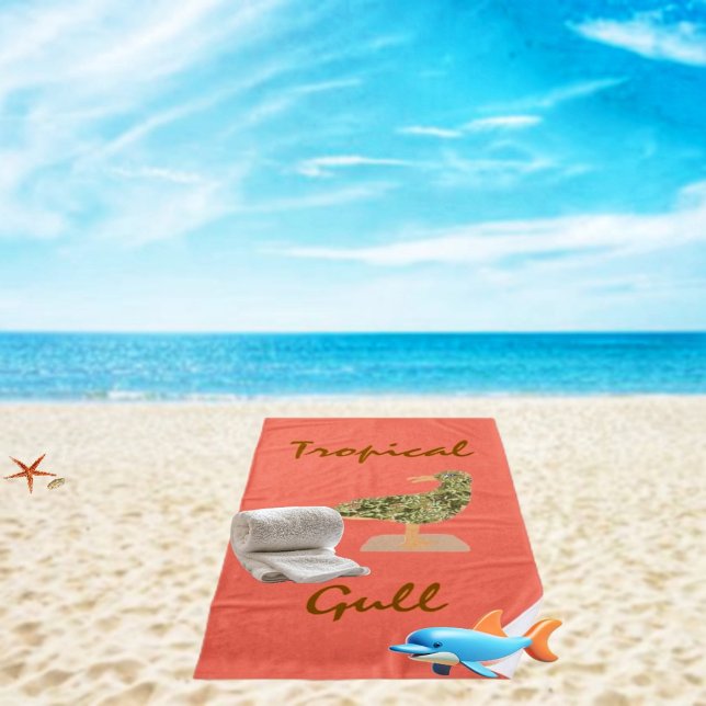 Serviette De Plage Tropical Gull Beach Towel (Relax on a traditional, style beach towel, with a tropical theme, this summer!)
