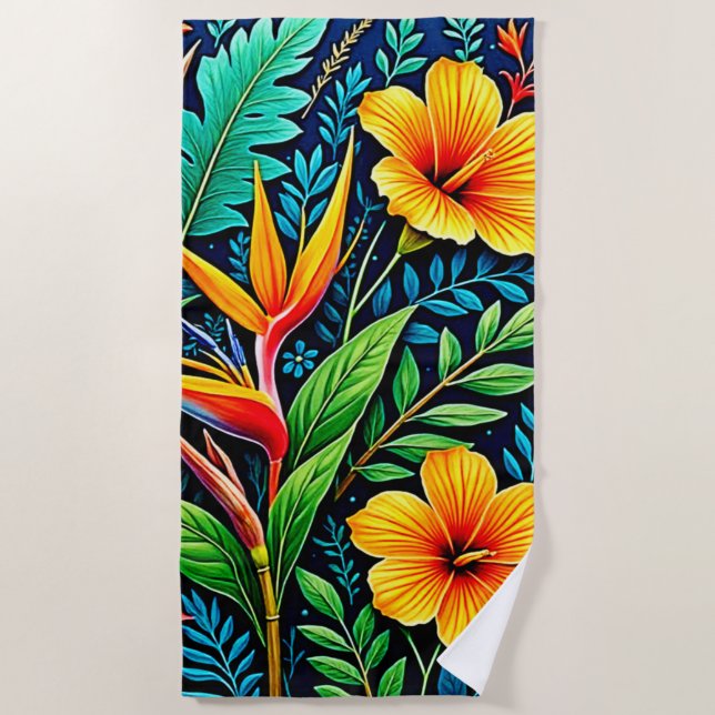 Serviette De Plage Tropical Leaves Bloom Art (Devant)