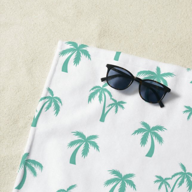 Serviette De Plage Tropical Palm Tree pattern sea green (En situation)