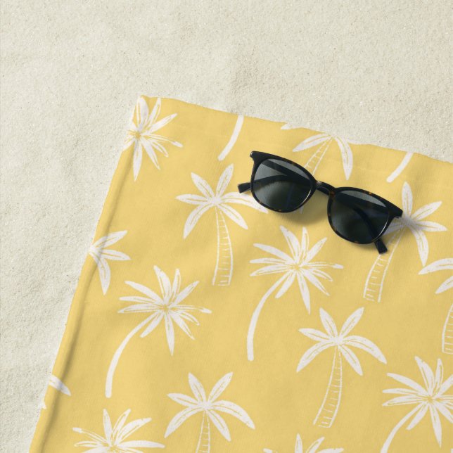 Serviette De Plage Tropical Palm Tree pattern yellow (En situation)