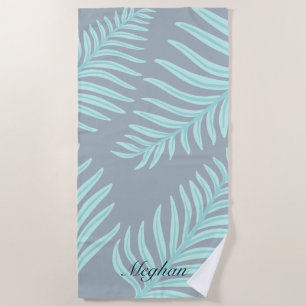 Serviette De Plage Tropical Pastel Feuilles Monogram Beach