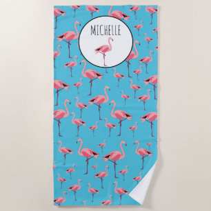 Serviette De Plage Tropical Summer Pink Flamingo Pattern