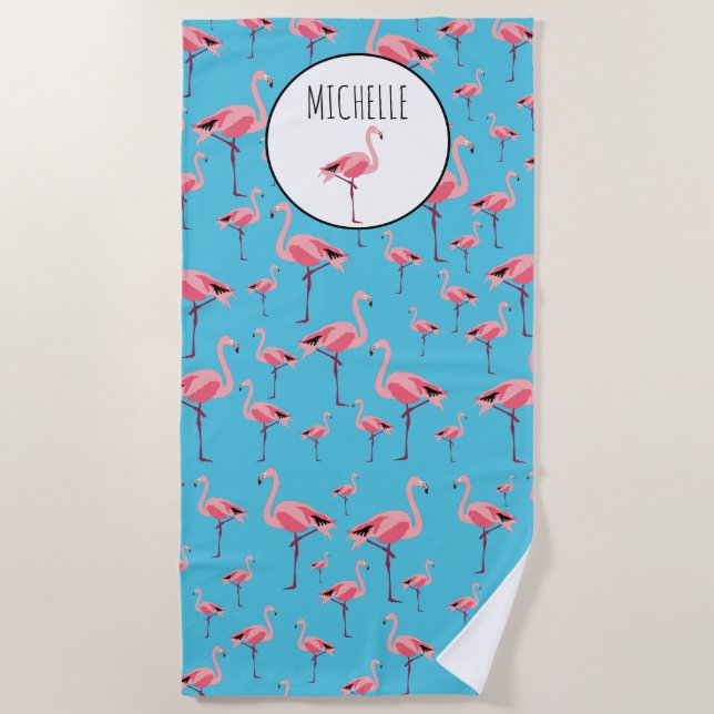 Serviette De Plage Tropical Summer Pink Flamingo Pattern (Devant)