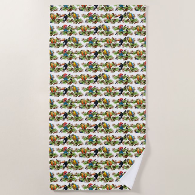 Serviette de plage tropicale (choisir la couleur) (Devant)