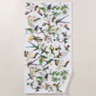 Serviette de plage tropicale de fleurs d'oiseaux