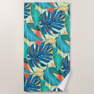 Serviette de plage tropicale exotique avec Feuille