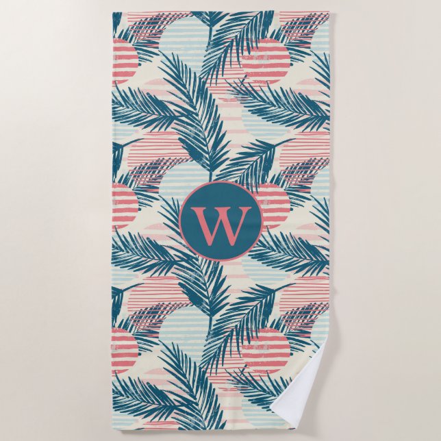 Serviette de plage tropicale feuilles de palmier (Devant)