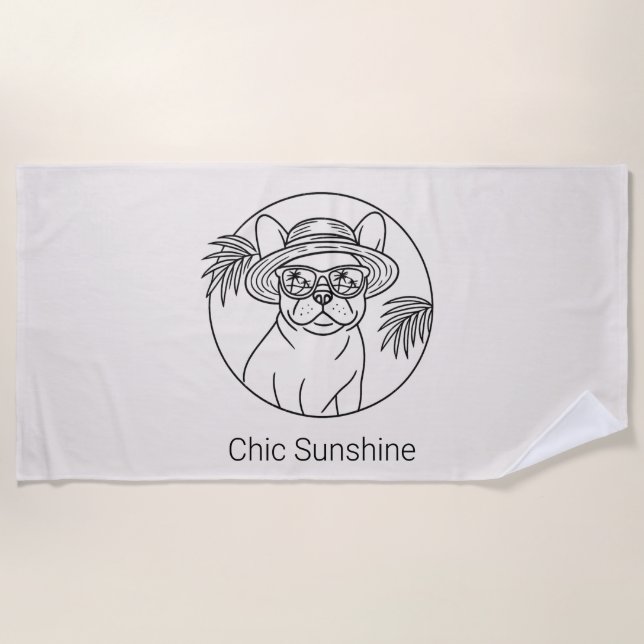 Serviette de plage tropicale Frenchie (Devant)