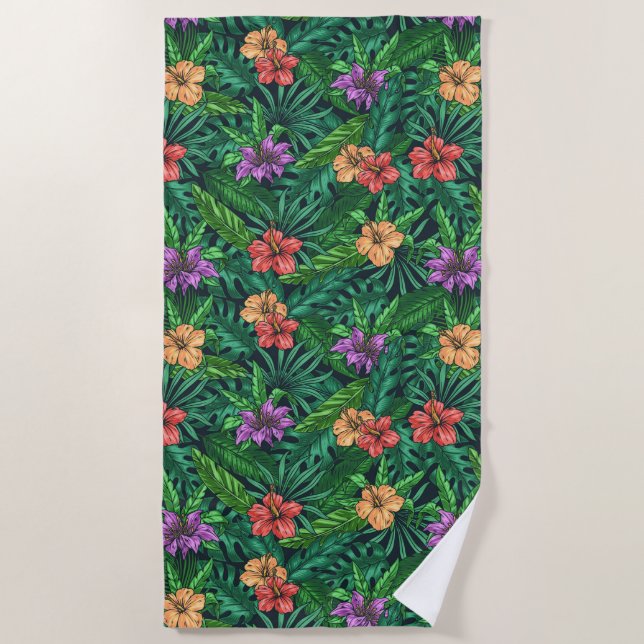 Serviette De Plage Tropiques Verts (Devant)