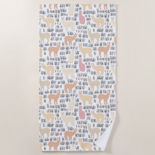 Serviette De Plage Troupeau de motif d'alpaga