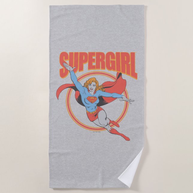 Serviette De Plage True Vintage Supergirl Flying Graphic (Devant)