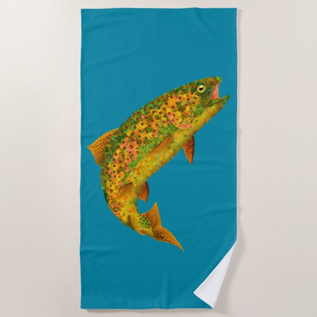 Serviette De Plage Truite arc-en-ciel feuille Aspen 2 (Devant)