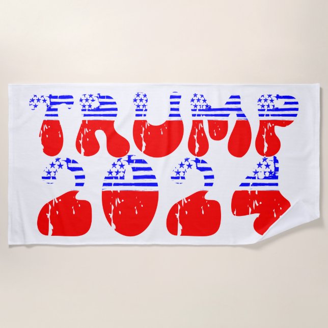 Serviette De Plage Trump 2024 Patriotic Super Retro (Devant)
