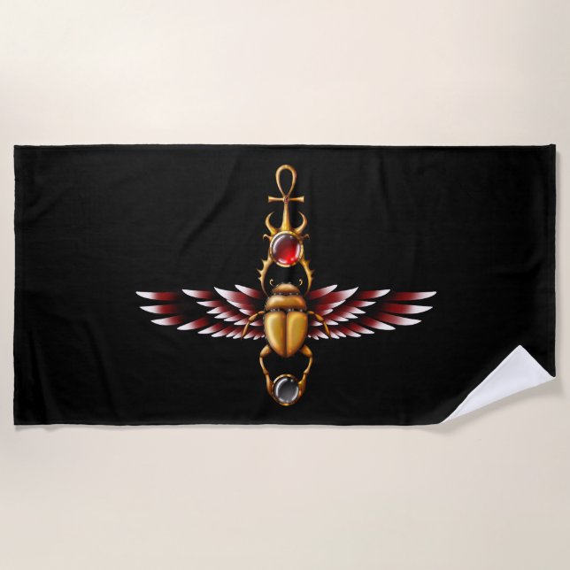 Serviette De Plage TSDS : Graphisme de la cape du scarabée de Seth (Devant)