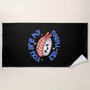 Serviette De Plage Tu es mon truc bleu en forme d'Ebi Sushi