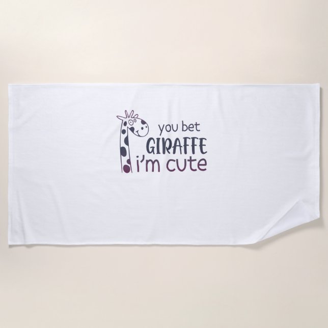 Serviette De Plage Tu paries Giraffe Je suis mignonne (Devant)