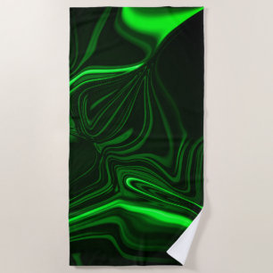 Serviette De Plage Tu plies and folds green nickeled on dark