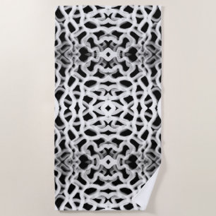 Serviette De Plage Tubulure blanche sur fond noir