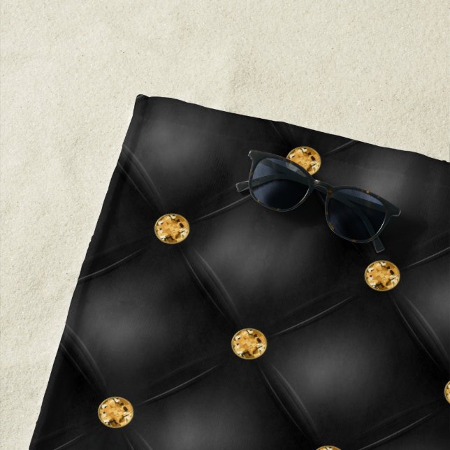 Serviette de plage Tufted Diamonds noir et or (En situation)