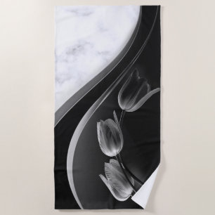 Serviette De Plage Tulipes Abstraites Marbres blancs
