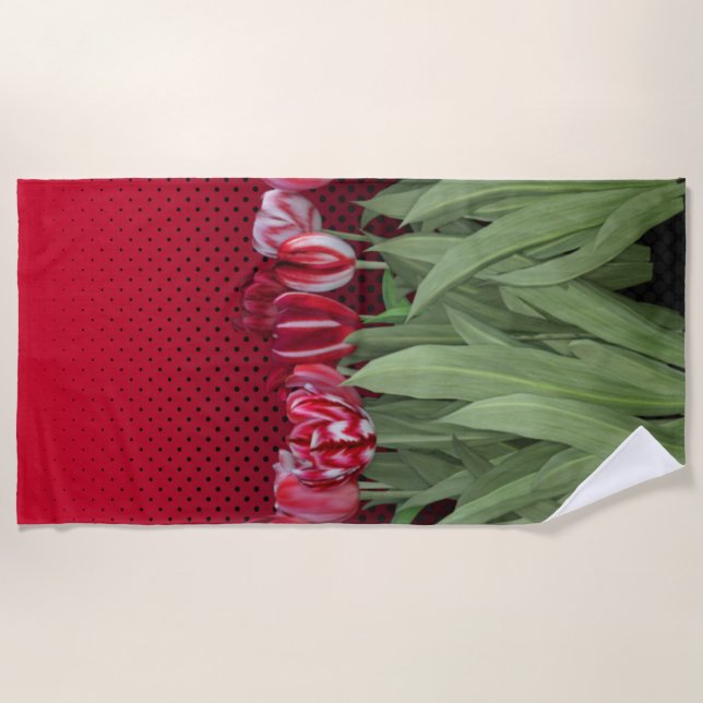 Serviette De Plage Tulipes rouges sur dégradé (Devant)