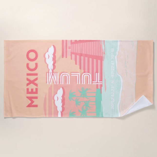 Serviette De Plage Tulum, Mexique, Art de voyage (Devant)