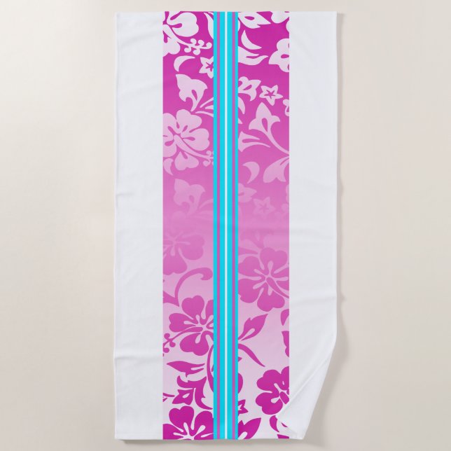 Serviette De Plage Tunnels Plage Hawaiian Hibiscus Surbord Pink (Devant)