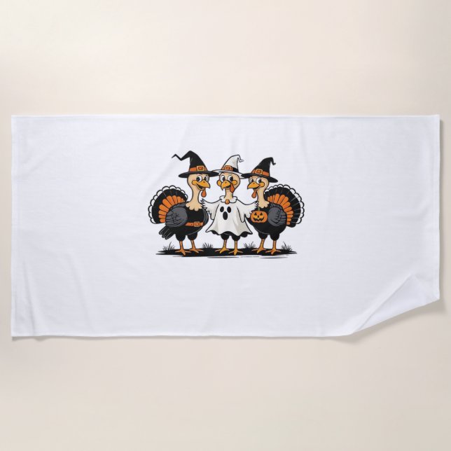 Serviette De Plage Turquie Halloween Boo, Thanksgiving Turquie, Éffra (Devant)